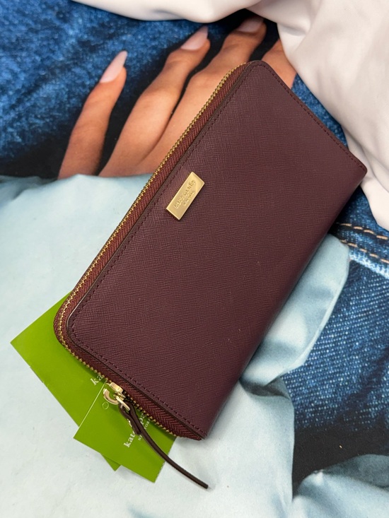 kate spade Handbags - (new+tag) Kate Spade Burgundy Saffiano Leather Zip Around Wallet Gold Hardware